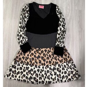 Kate Spade New York Velvet Chiffon Animal Print Dress Women Size 4 Lined